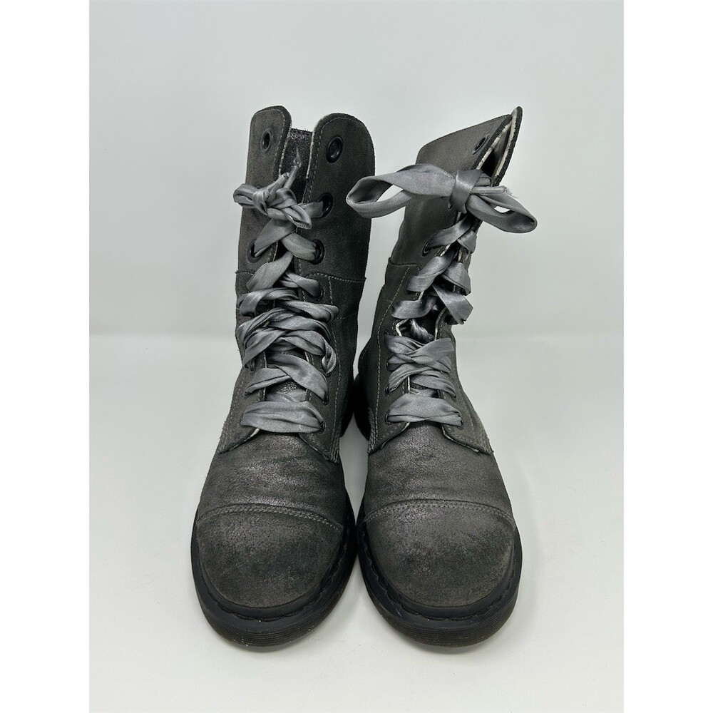 Dr. Martens Aimilie Womens Mid-Calf Lace-Up Combat Boots Metallic Gray Size 9 - Picture 3 of 13